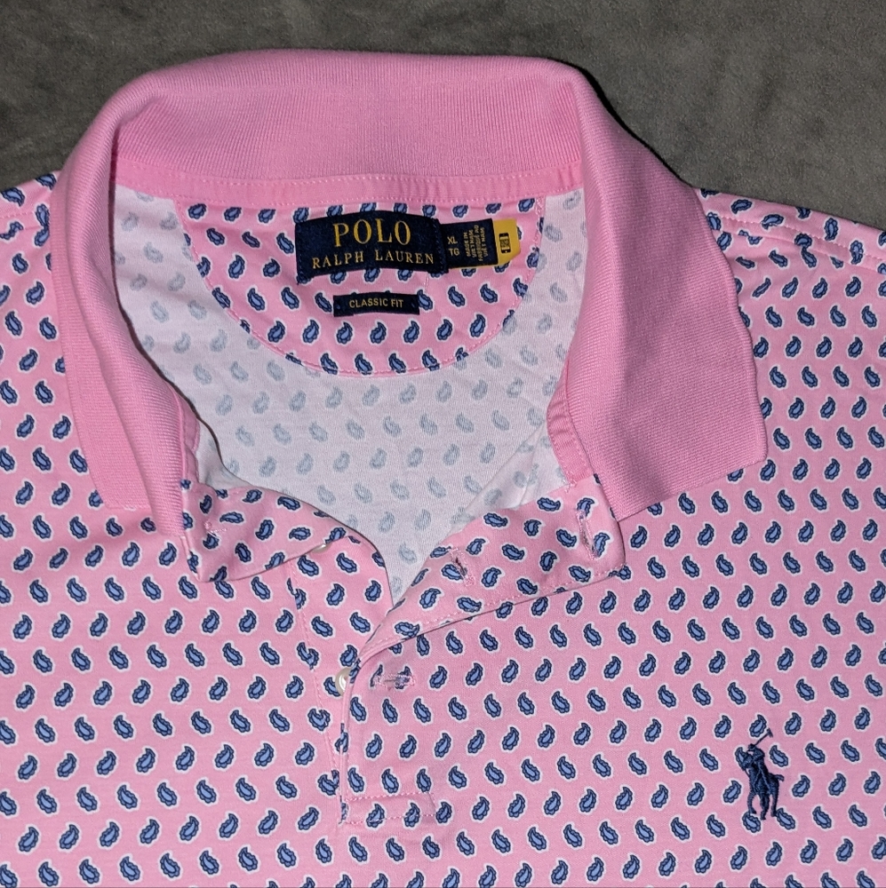 Ralph Lauren Pink and Blue Patterned Polo Shirt